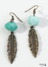 Boho Earrings, RH Dangle Earrings, Feather Jade